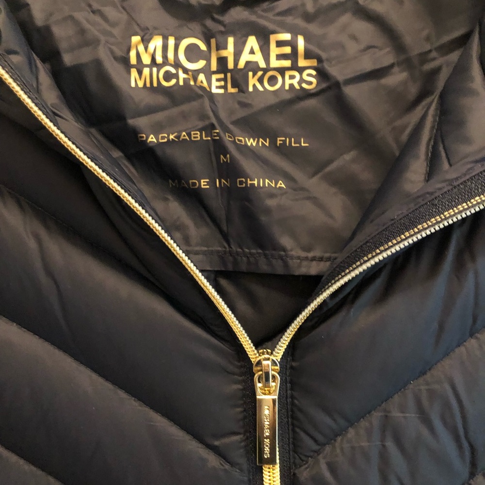 Navy Michael Kors Packable Down Filled Jacket Medium